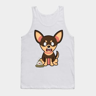 Funny small dog steps on a dirty diaper Tank Top